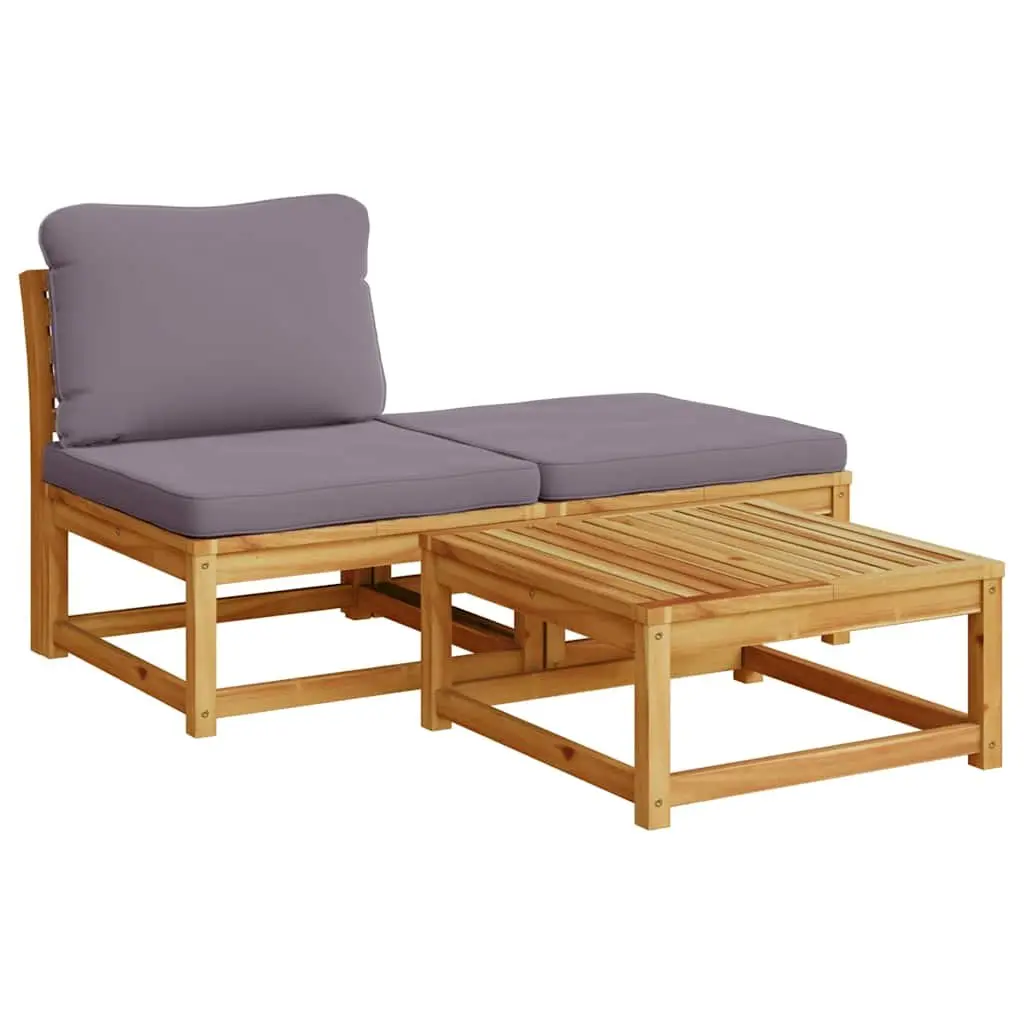 Outdoor Sectional Sofa Set 11 Piece Garden Lounge Furniture with Cushions Wood