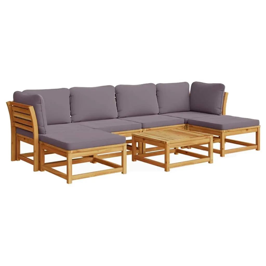 Garden Lounge Set Modular Sectional 7 Piece Solid Acacia Wood with Cushions