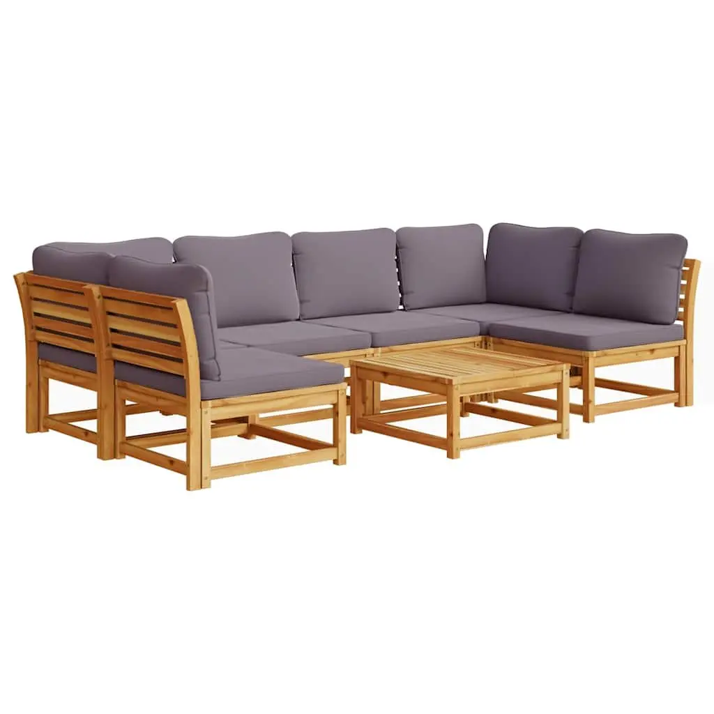 Outdoor Sectional Sofa Lounge Set 7 Piece Garden Furniture with Cushions Brown