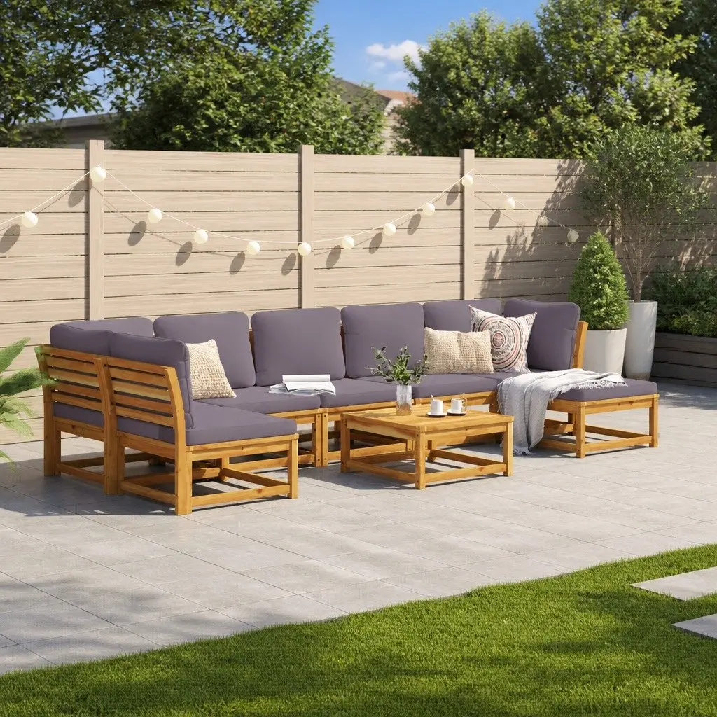 8 Piece Outdoor Lounge Sectional Sofa Set Garden Patio Furniture with Cushions