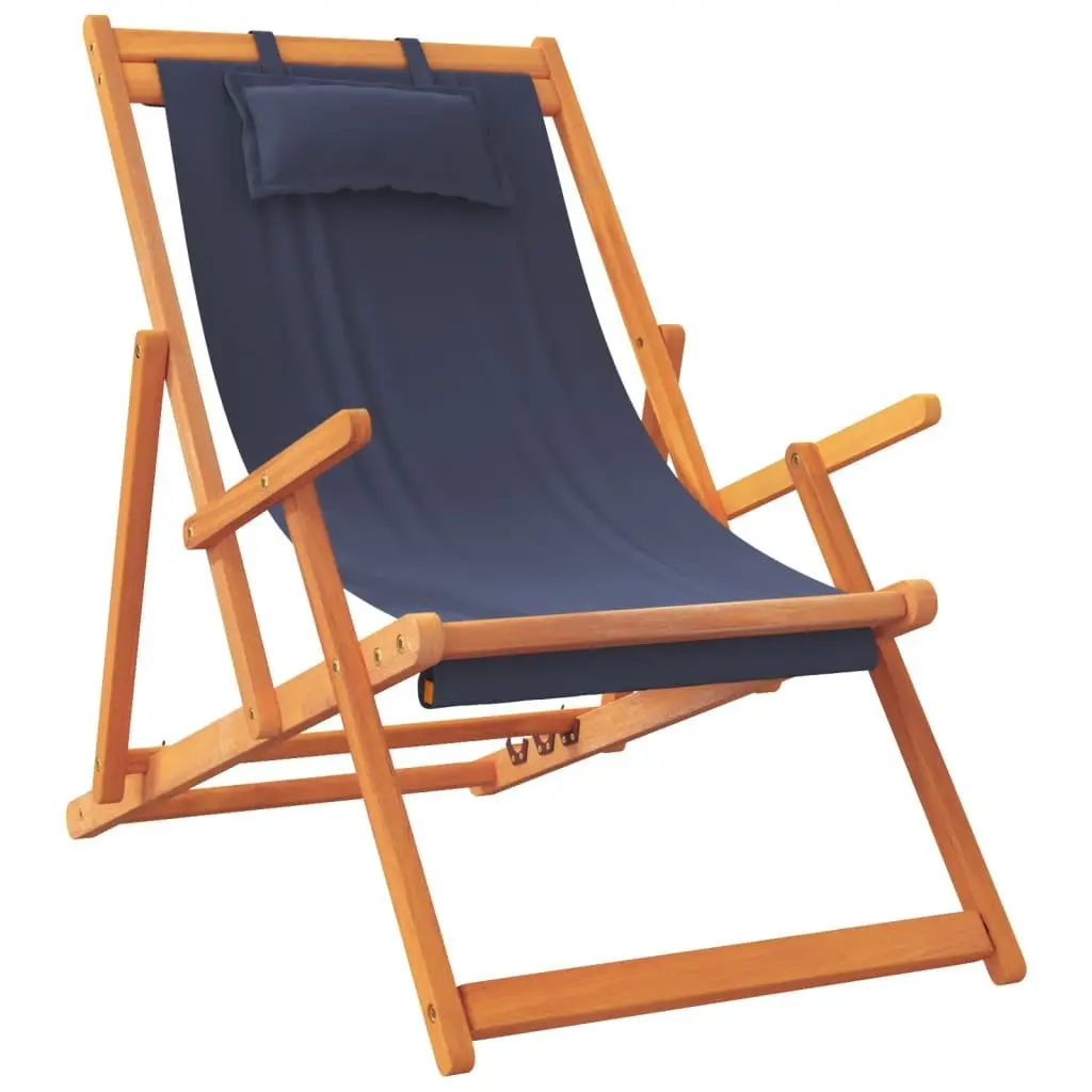 Folding Beach Chairs Adjustable Reclining Blue 2 Piece