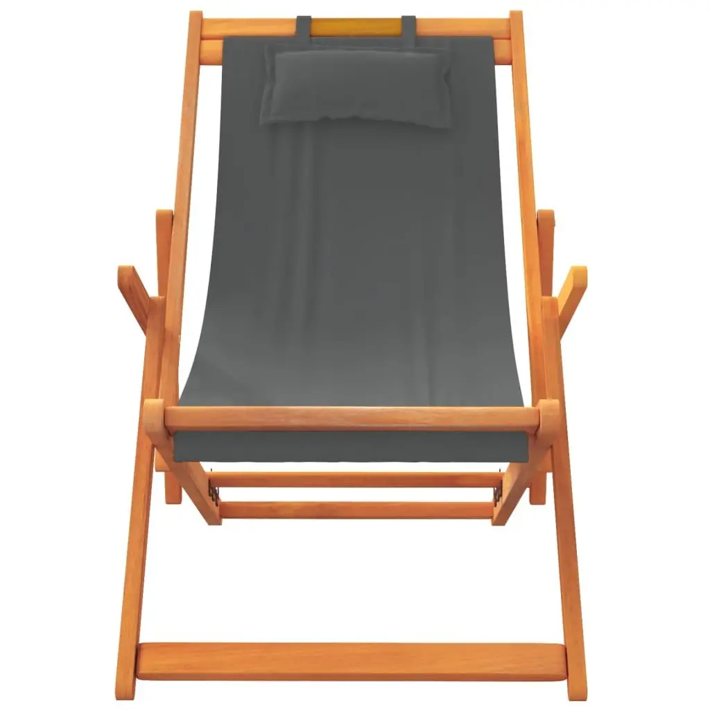 Folding Beach Chairs Adjustable Reclining 2 pcs Grey Outdoor Lounge Camping Garden