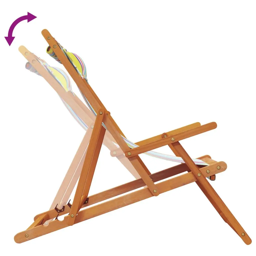 Outdoor Folding Beach Chairs Set of 2 Multicolour Reclining Garden Lounge