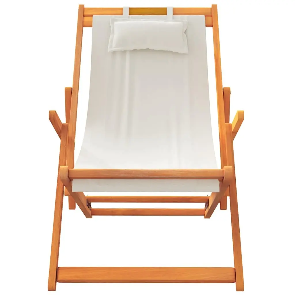 Folding Beach Chairs Cream Outdoor Lounge Reclining 2 Piece