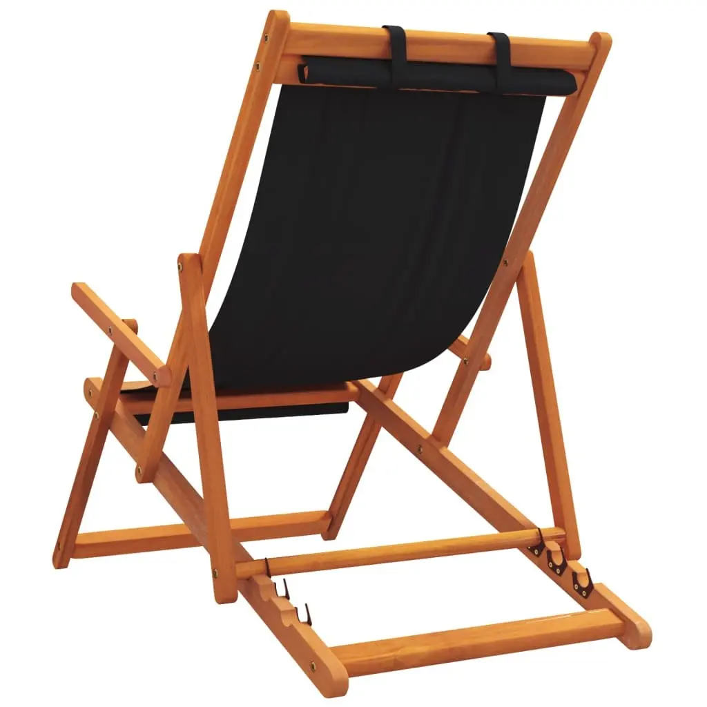 Folding Beach Chairs Adjustable Reclining Black 2 Piece