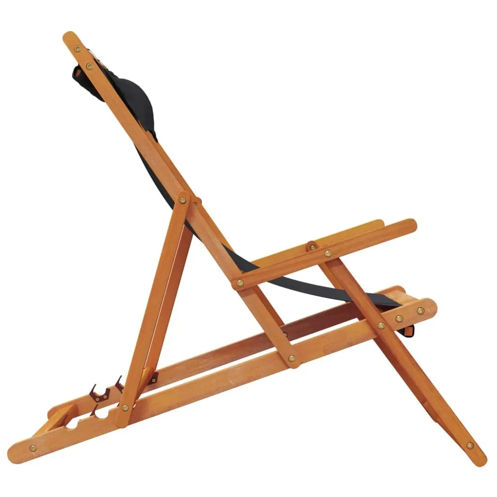 Folding Beach Chairs Adjustable Reclining Black 2 Piece