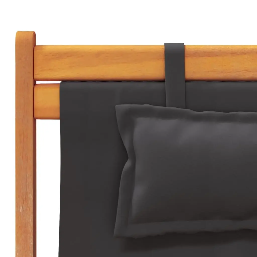 Folding Beach Chairs Adjustable Reclining Black 2 Piece