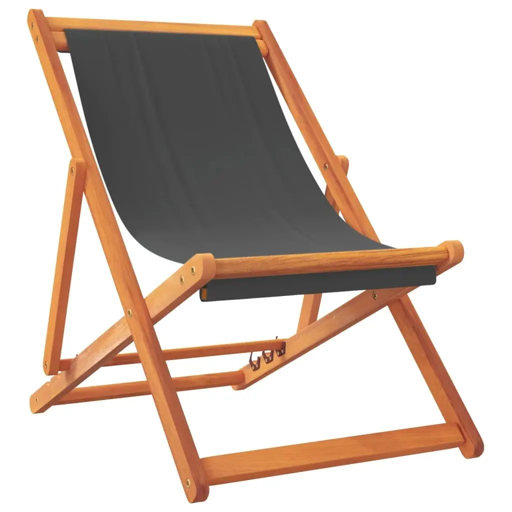 Folding Beach Chairs Adjustable Reclining Grey 2 Piece Outdoor Lounge Garden Camping Seating