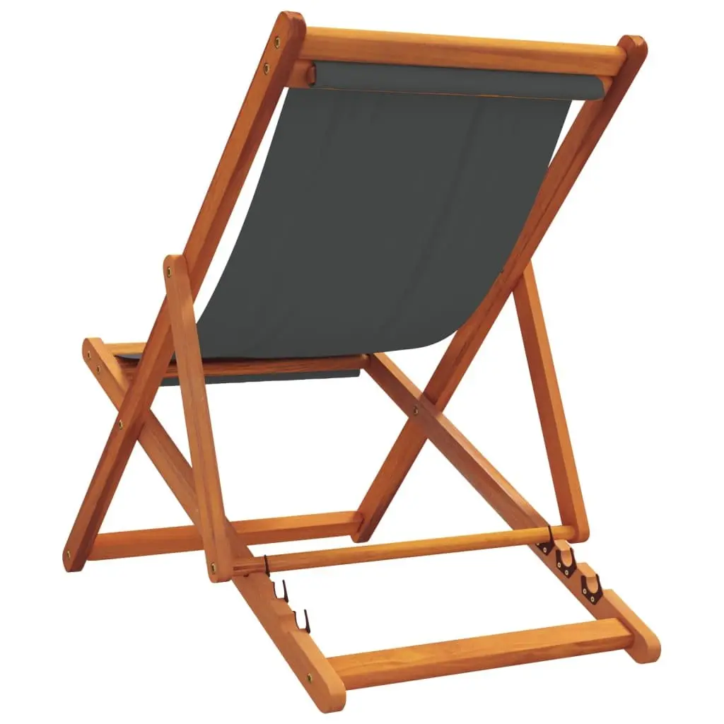 Folding Beach Chairs Adjustable Reclining Grey 2 Piece Outdoor Lounge Garden Camping Seating