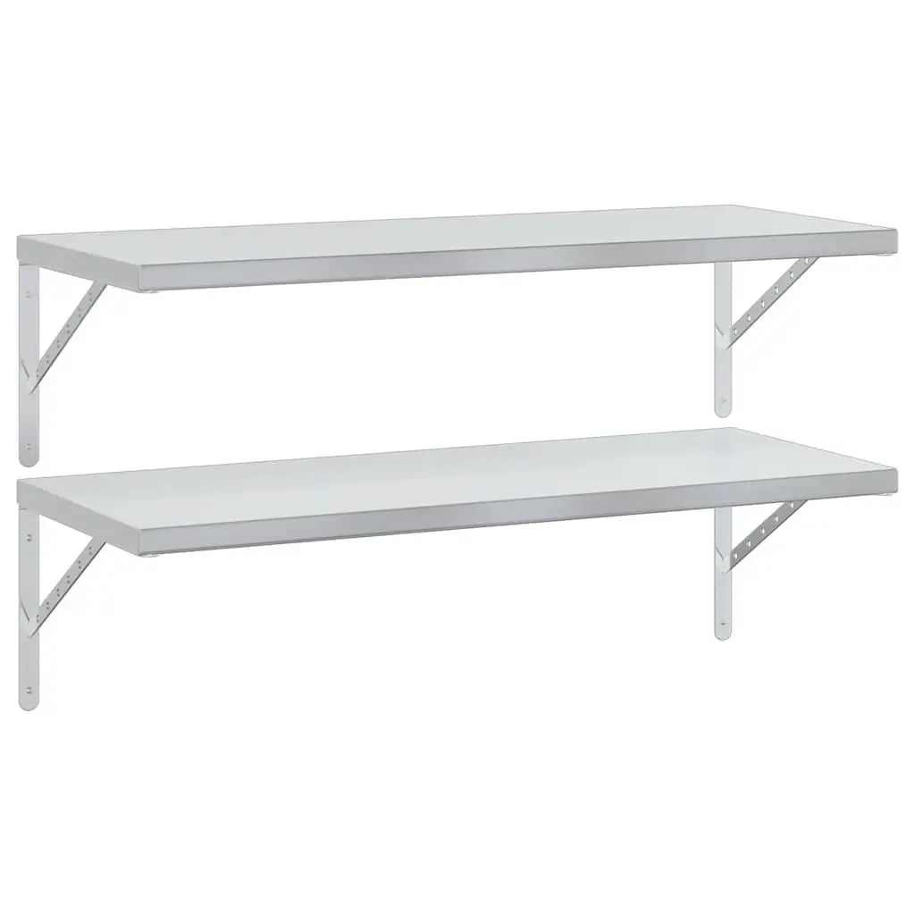 Wall Shelves Stainless Steel Floating Storage Display Shelf 100x40 cm 2 pcs