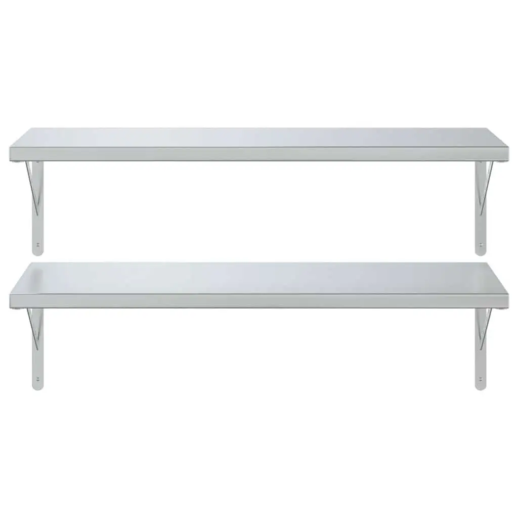 Wall Shelves Stainless Steel Floating Storage Display Shelf 100x40 cm 2 pcs
