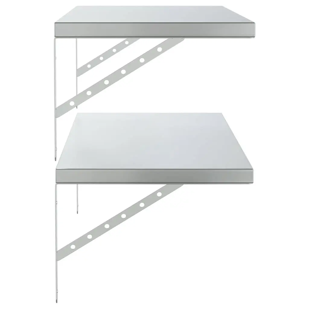 Wall Shelves Stainless Steel Floating Storage Display Shelf 100x40 cm 2 pcs