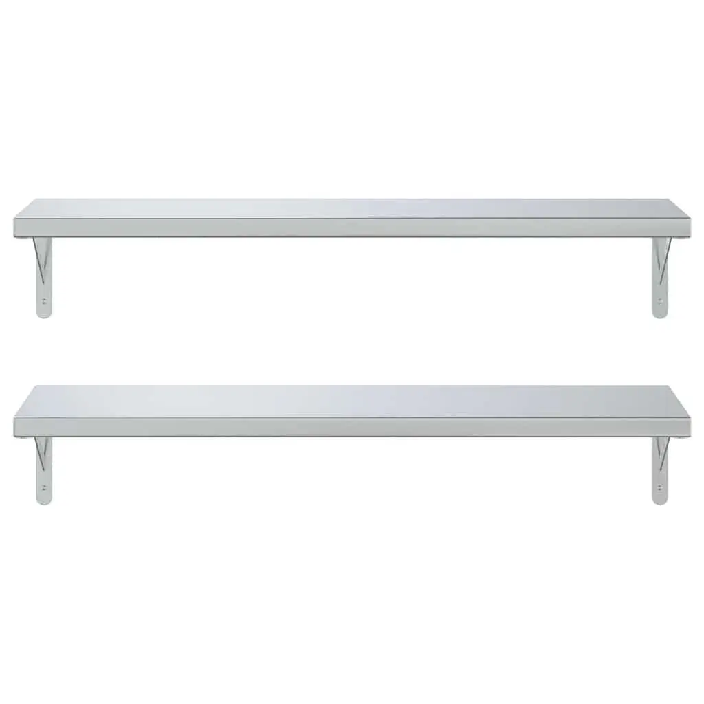 Stainless Steel Wall Shelves 2 pcs 100x30 cm Floating Storage Shelving
