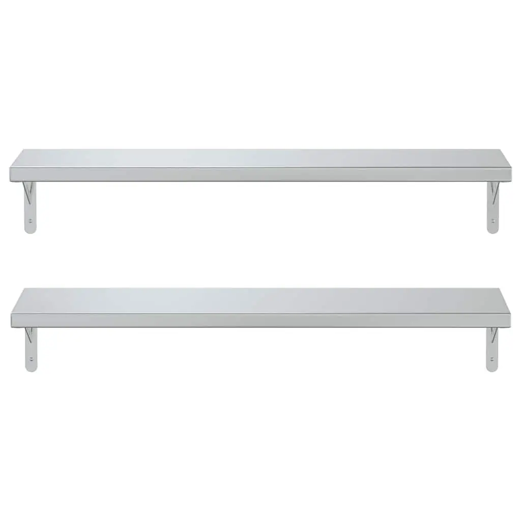 Wall Shelves 2 pcs 100x23.5 cm Silver Floating Storage Shelving Display Rack
