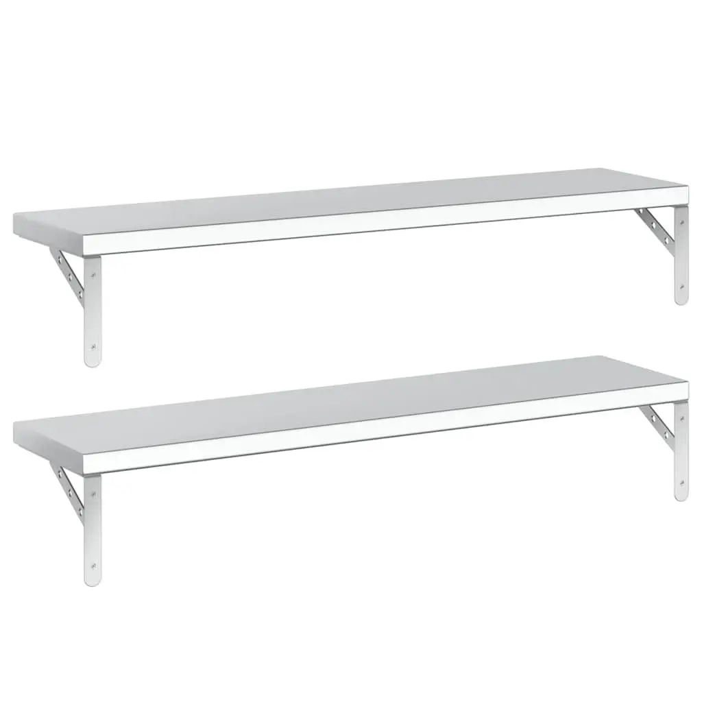 Wall Shelves 2 pcs 100x23.5 cm Silver Floating Storage Shelving Display Rack