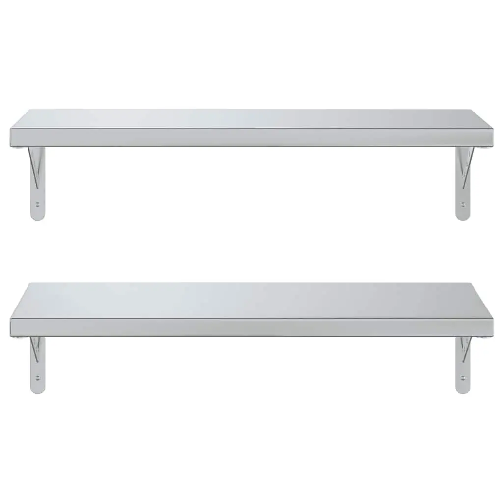 Wall Shelves 2 pcs 75x30 cm Silver Stainless Steel Floating Storage Display