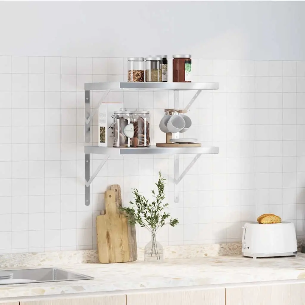 Wall Shelves Stainless Steel Floating 50x40 cm 2 pcs
