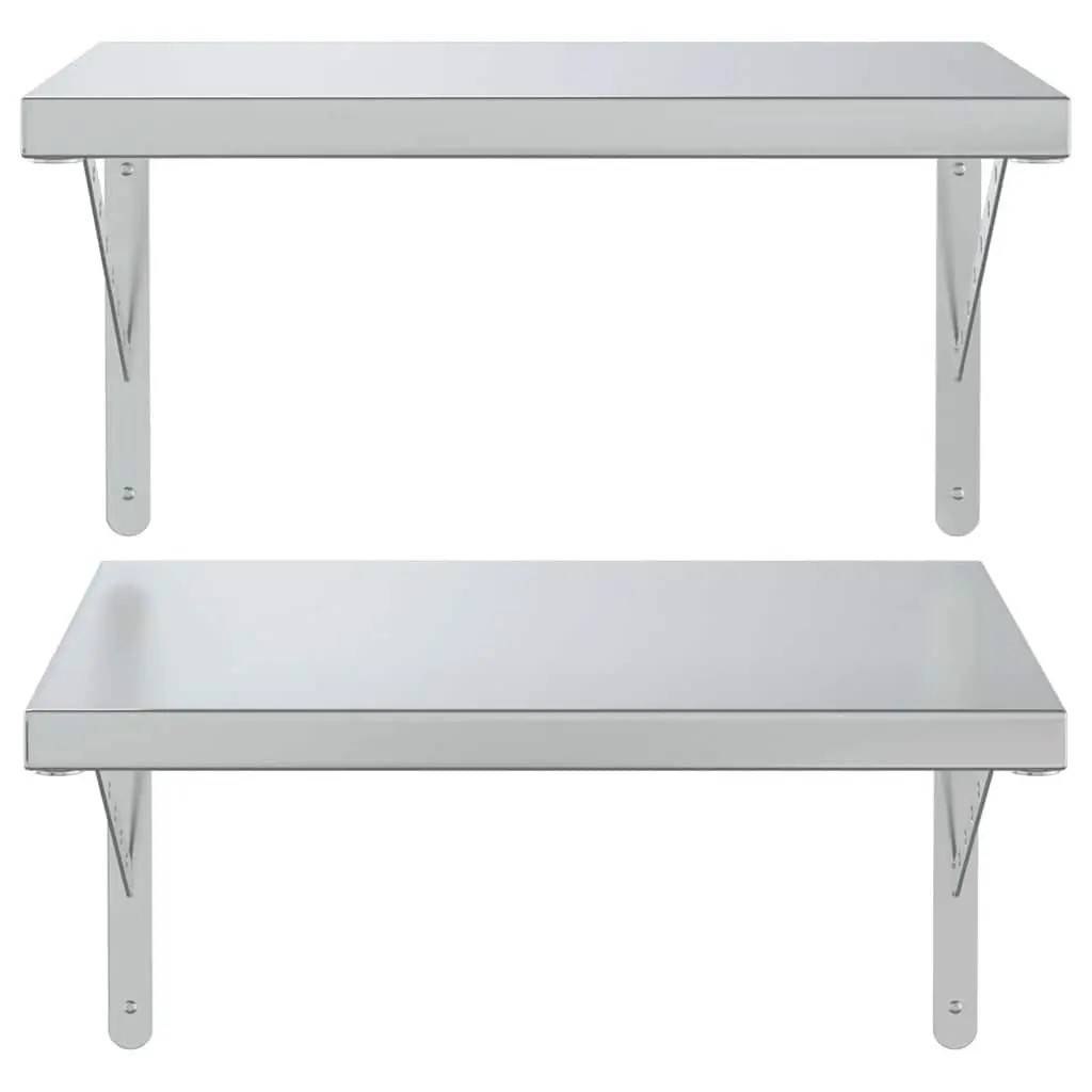 Wall Shelves Stainless Steel Floating 50x40 cm 2 pcs