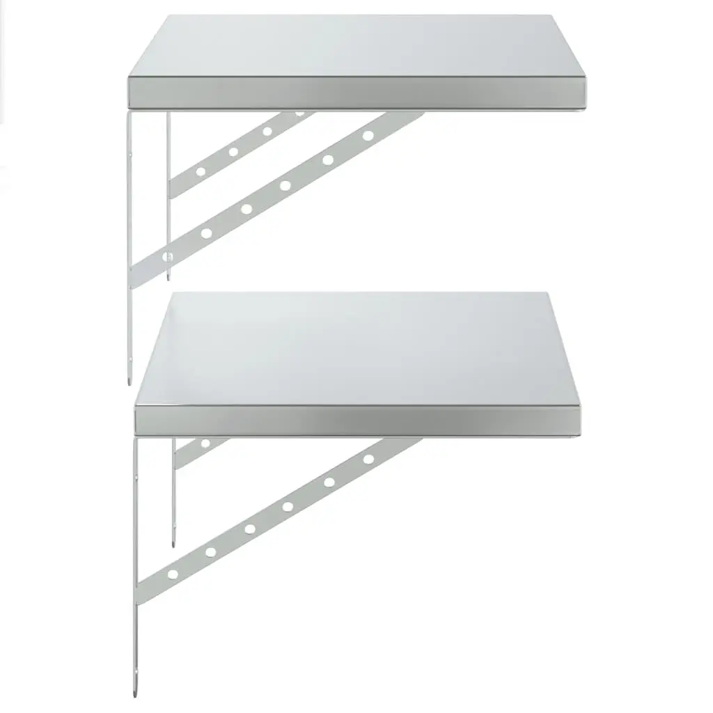 Wall Shelves Stainless Steel Floating 50x40 cm 2 pcs