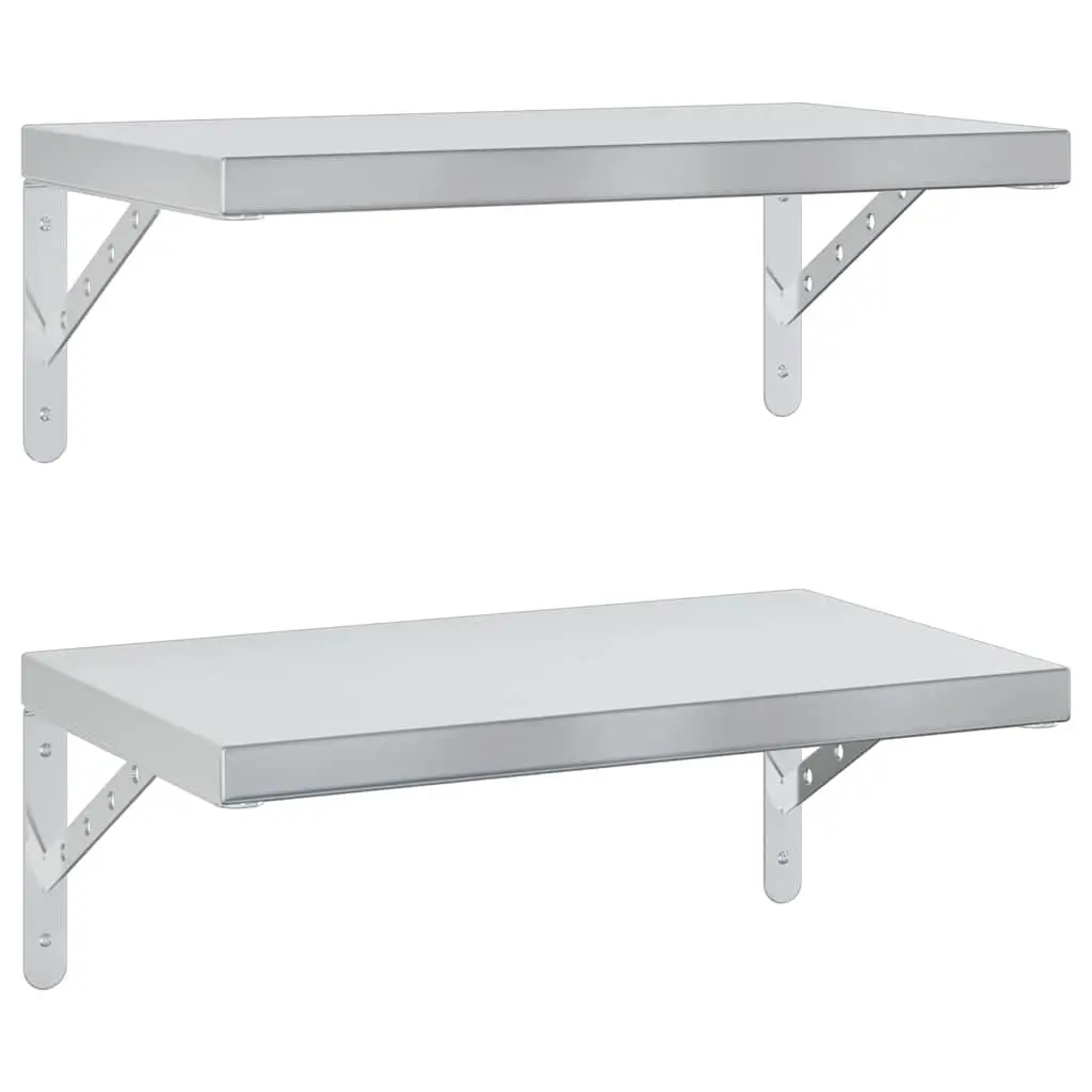 Wall Shelves 2 pcs 50x30 cm Silver Floating Shelving Storage Display Bedroom