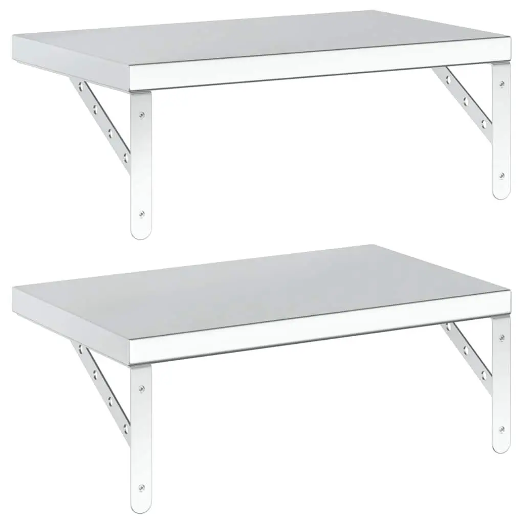 Wall Shelves 2 pcs 50x30 cm Silver Floating Shelving Storage Display Bedroom