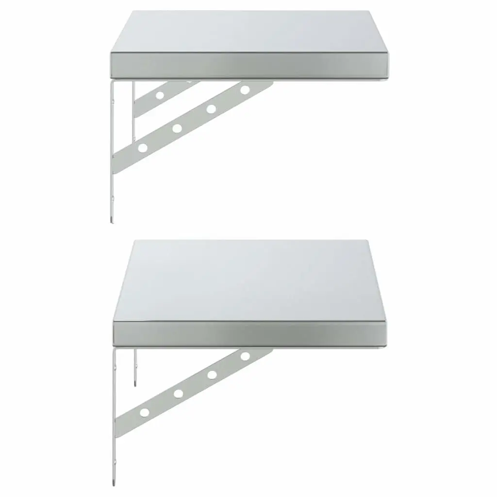 Wall Shelves 2 pcs 50x30 cm Silver Floating Shelving Storage Display Bedroom