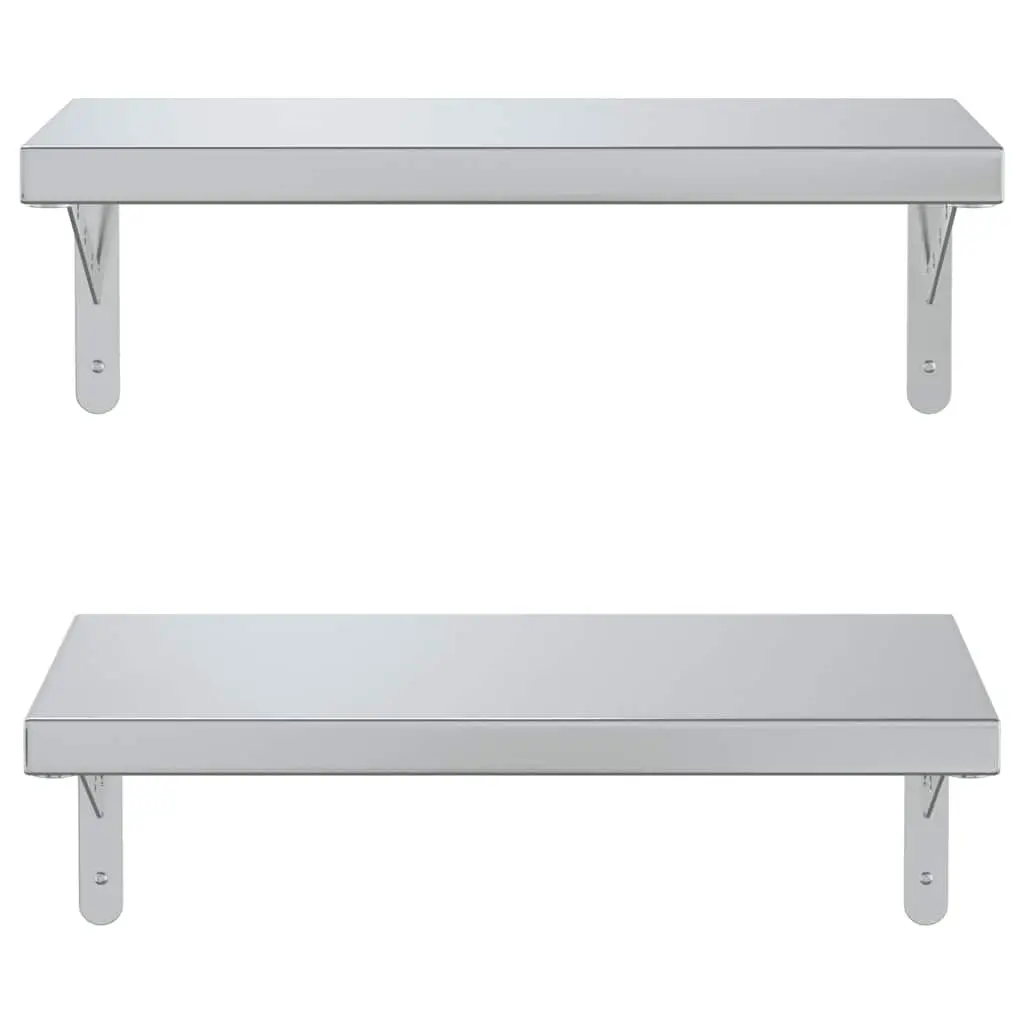 Wall Shelves 2 pcs 50x23.5 cm Silver Floating Storage Display Rack Home
