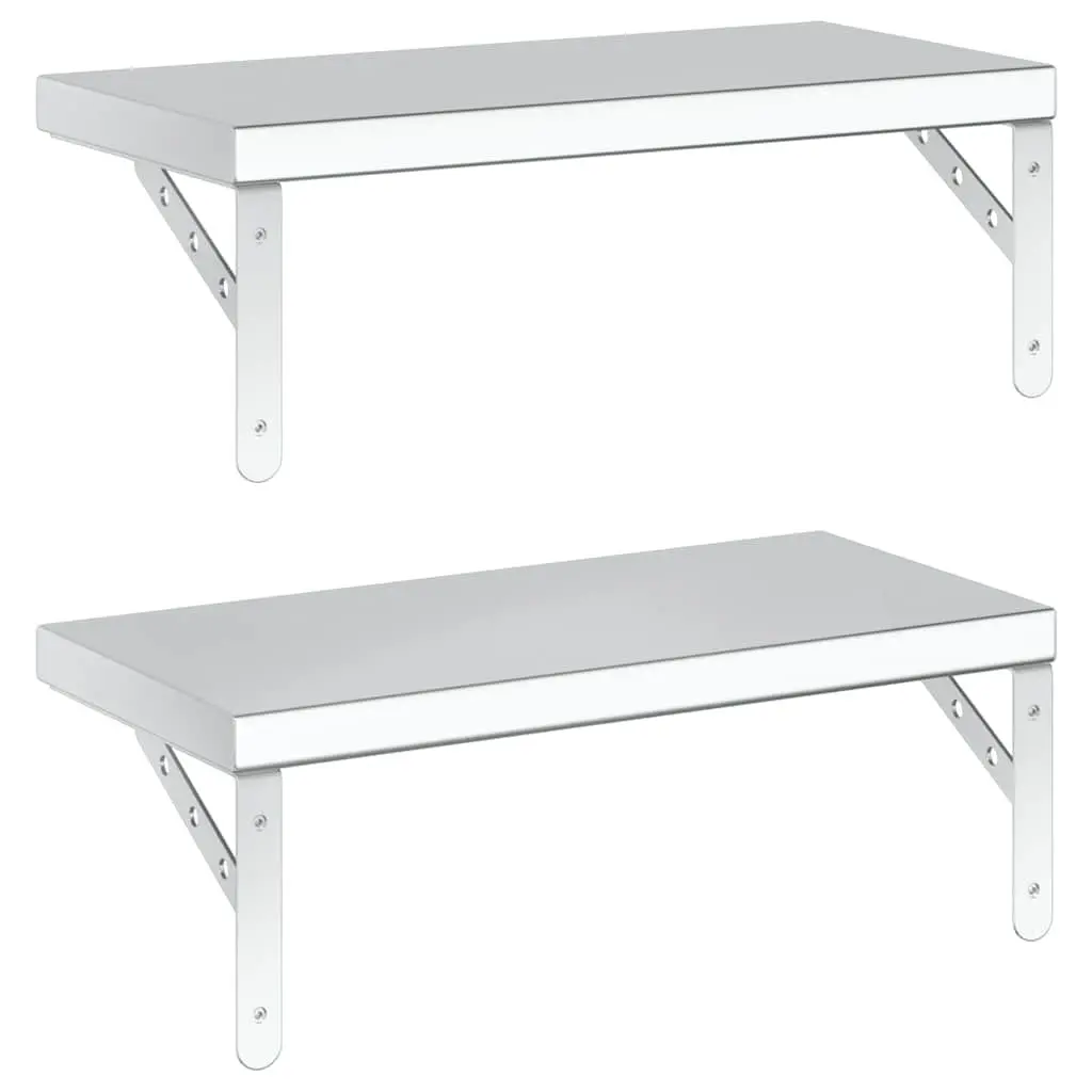 Wall Shelves 2 pcs 50x23.5 cm Silver Floating Storage Display Rack Home