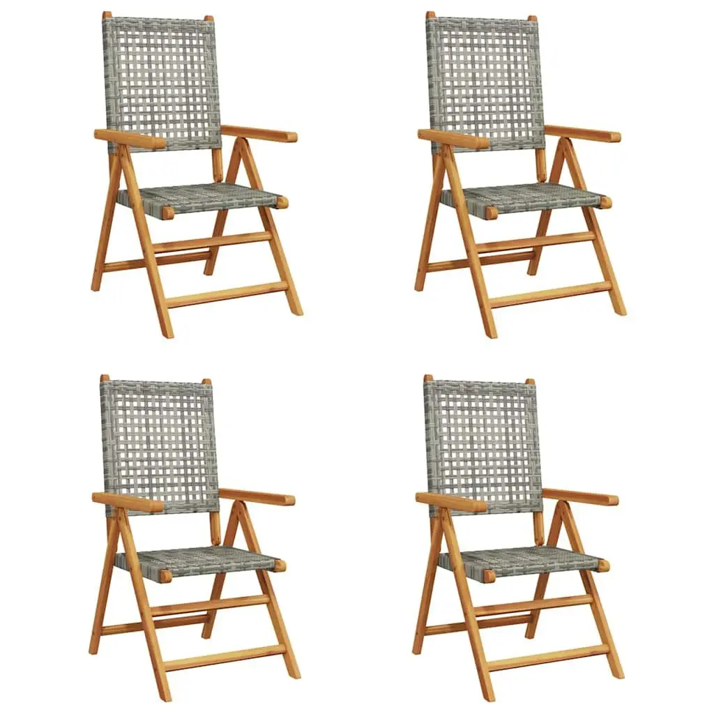 Reclining Garden Chairs Grey Outdoor Seating Foldable 4 Piece Patio Furniture Set