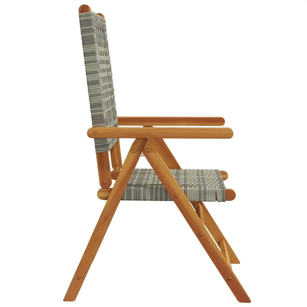 Reclining Garden Chairs Grey Outdoor Seating Foldable 4 Piece Patio Furniture Set