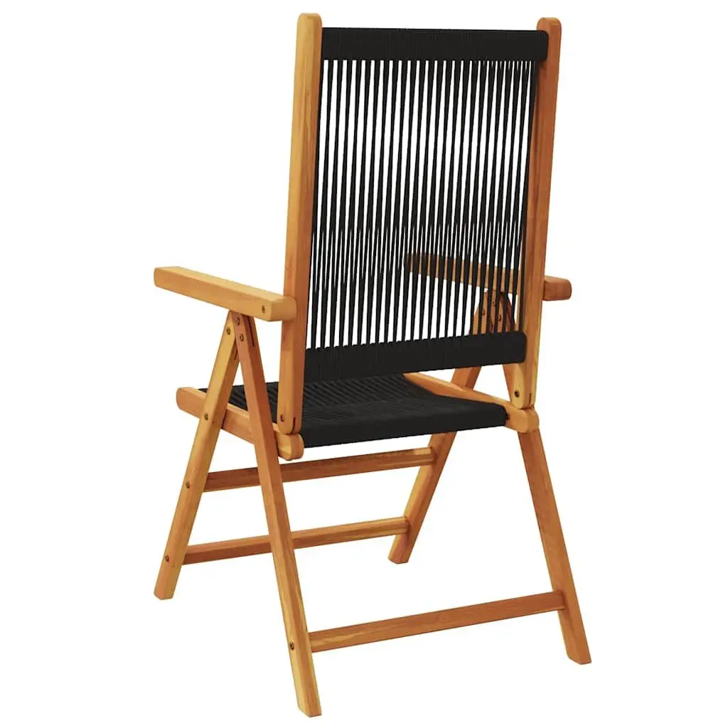 Outdoor Reclining Garden Chairs Foldable Black Wooden 4 Piece Set