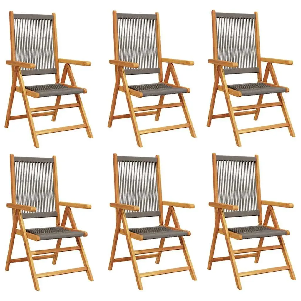 Reclining Garden Chairs Set 6 Piece Foldable Grey Wood