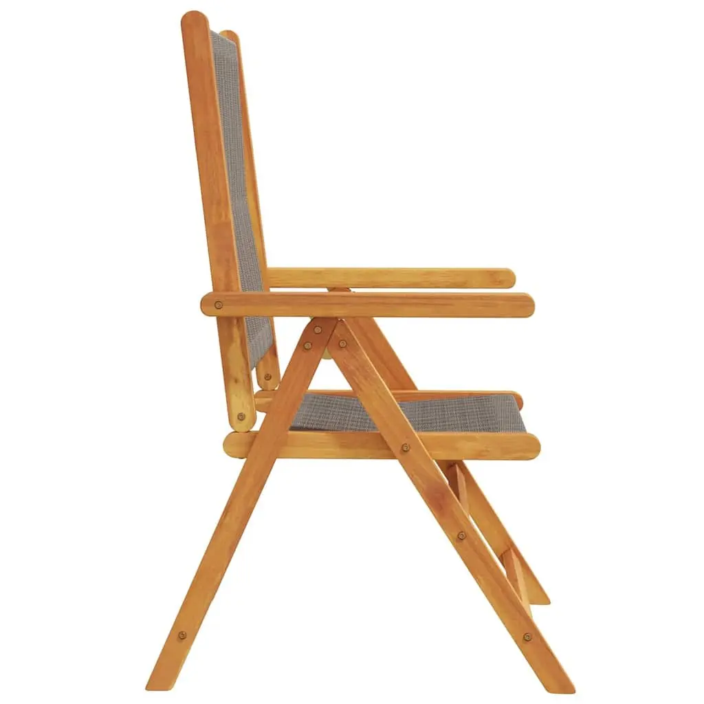 Reclining Garden Chairs Set 6 Piece Foldable Grey Wood