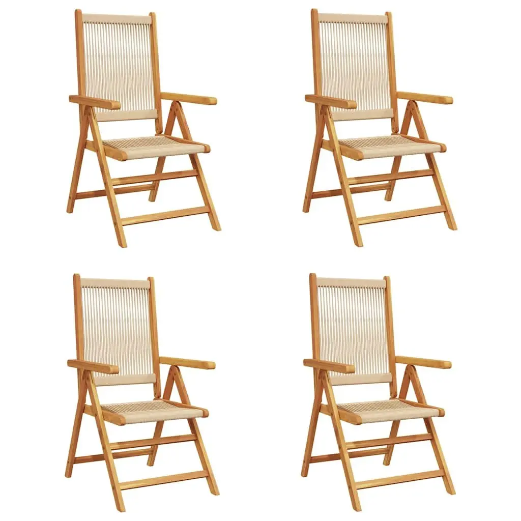 Reclining Garden Chairs Foldable Beige 4 Piece Set