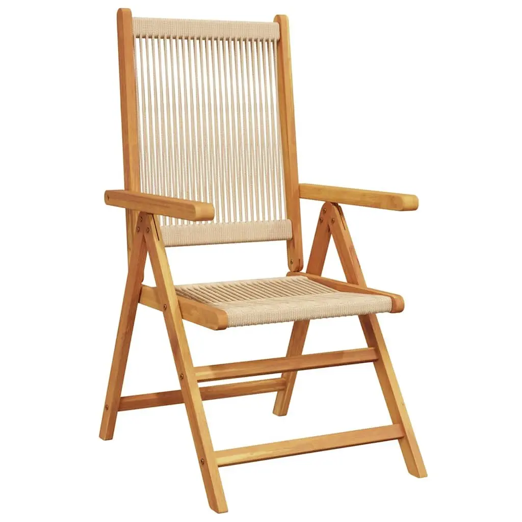 Reclining Garden Chairs Foldable Beige 4 Piece Set