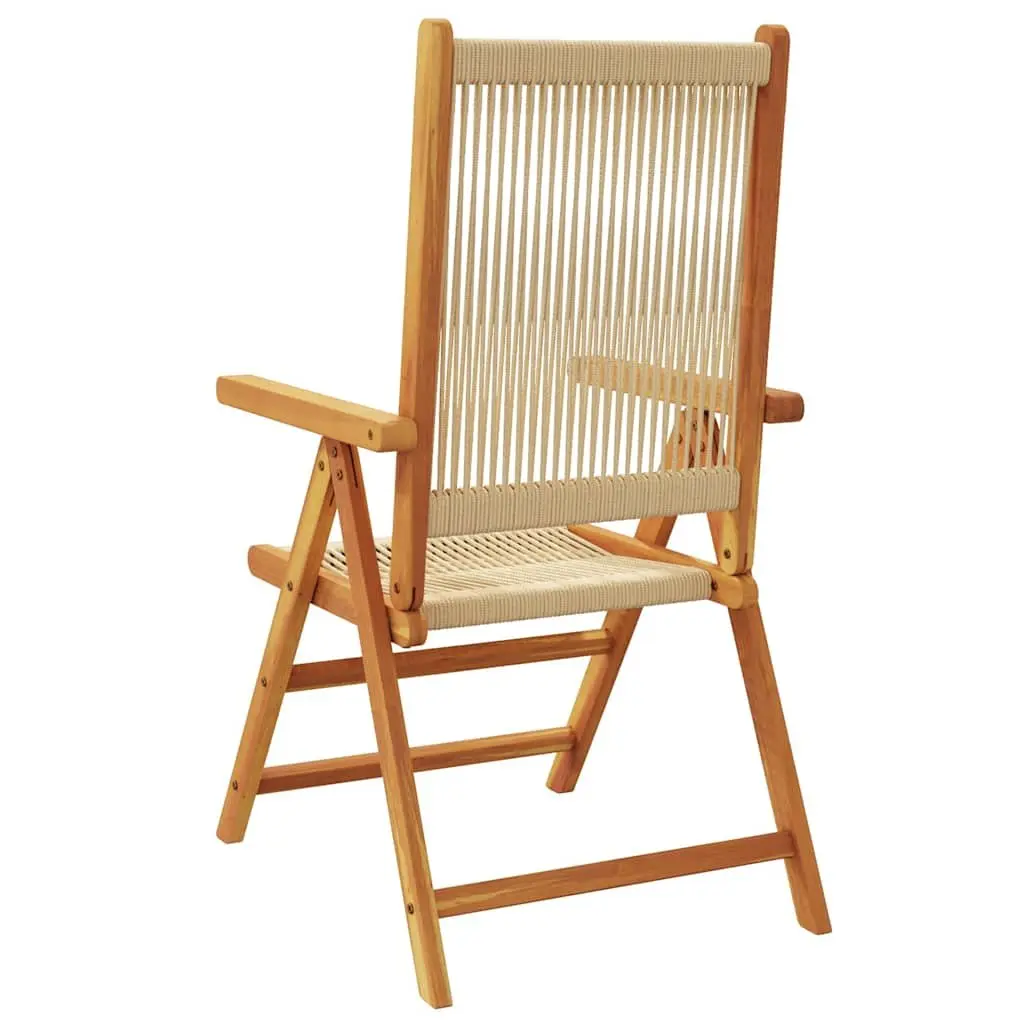 Reclining Garden Chairs Foldable Beige 4 Piece Set