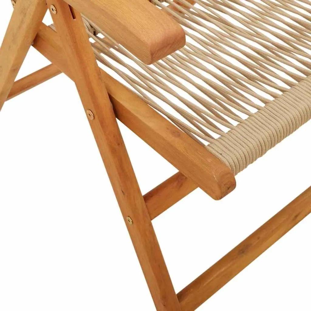Reclining Garden Chairs Foldable Beige 4 Piece Set