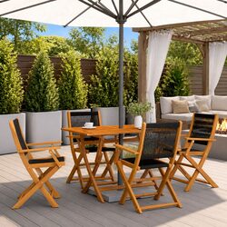 Friendly Black Folding Garden Chairs Set of 4