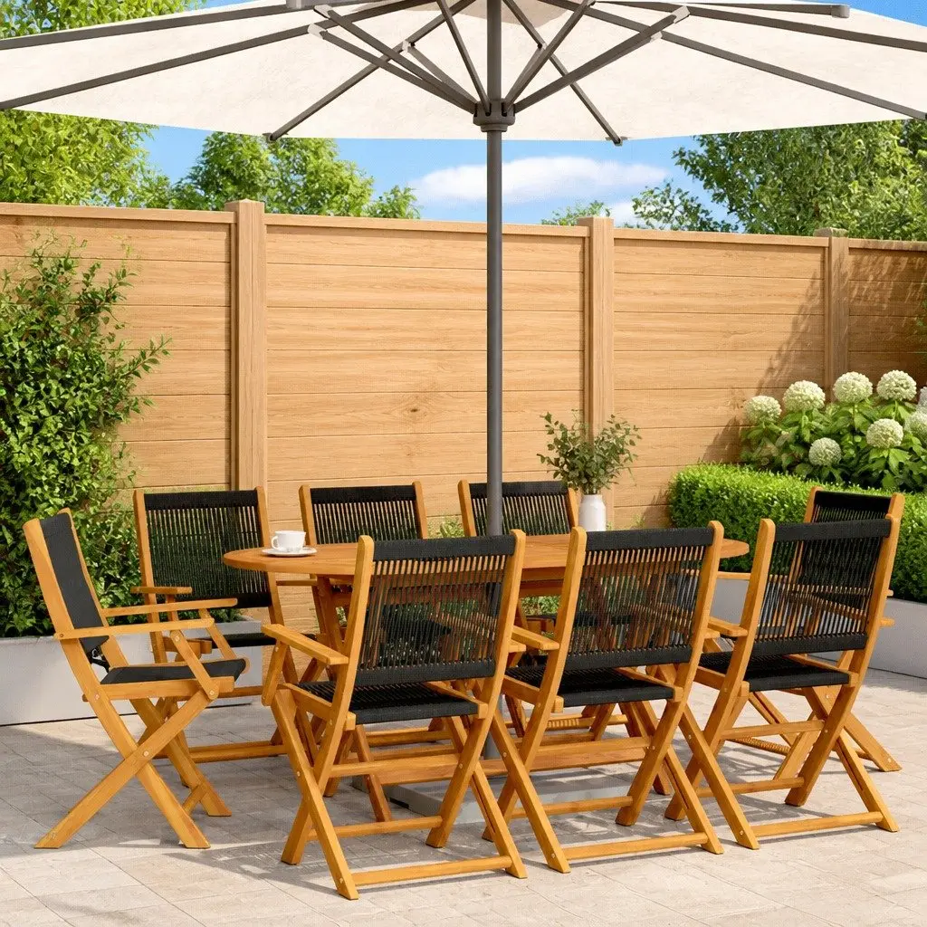 8-Piece Folding Chair Set in Black