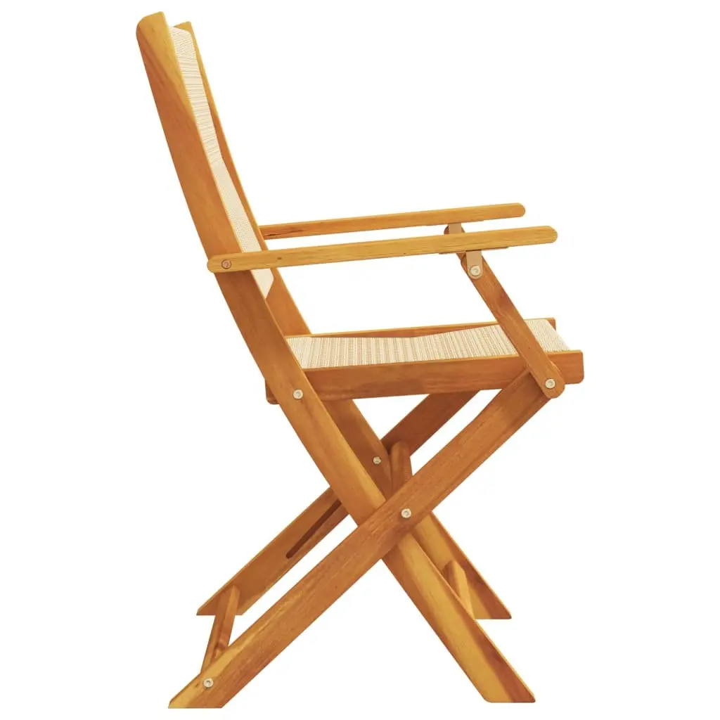 Outdoor Folding Chairs Beige Acacia Wood 4 Piece Set Garden Patio Furniture