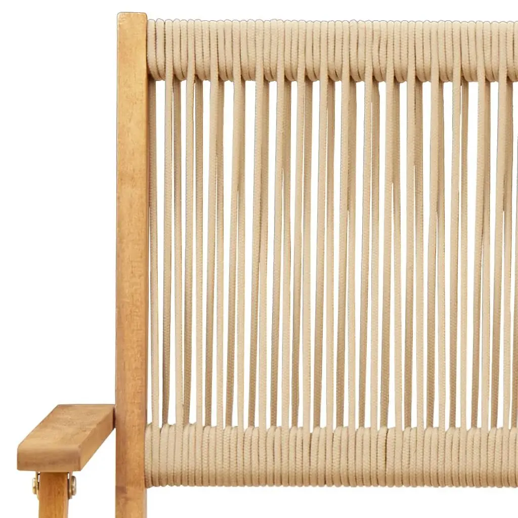 Outdoor Folding Chairs Beige Acacia Wood 4 Piece Set Garden Patio Furniture