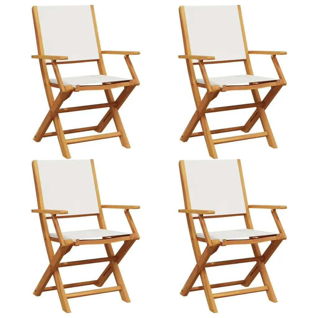 Folding Garden Chairs 4pcs Outdoor Seating Patio Furniture White Wooden Portable