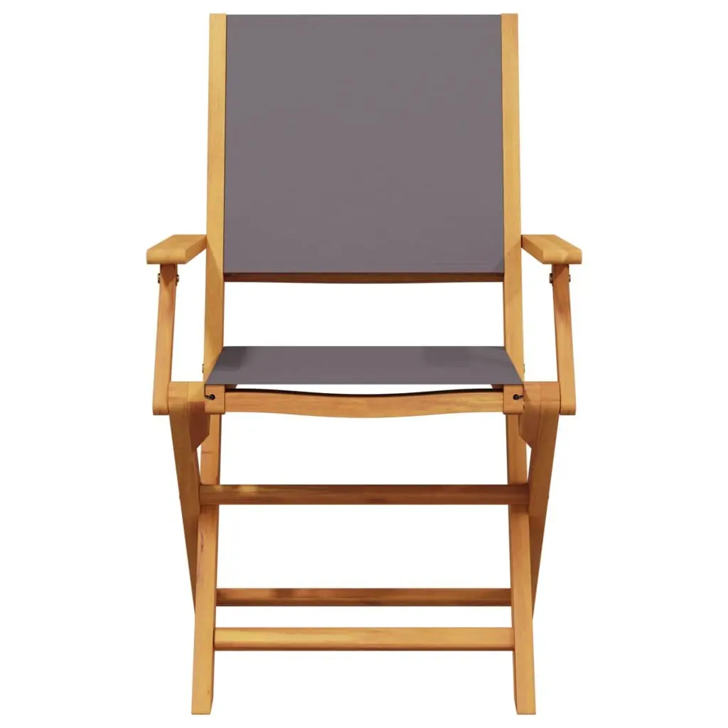 Folding Garden Chairs Set 6 Piece Anthracite Outdoor Seating Wood Armrests