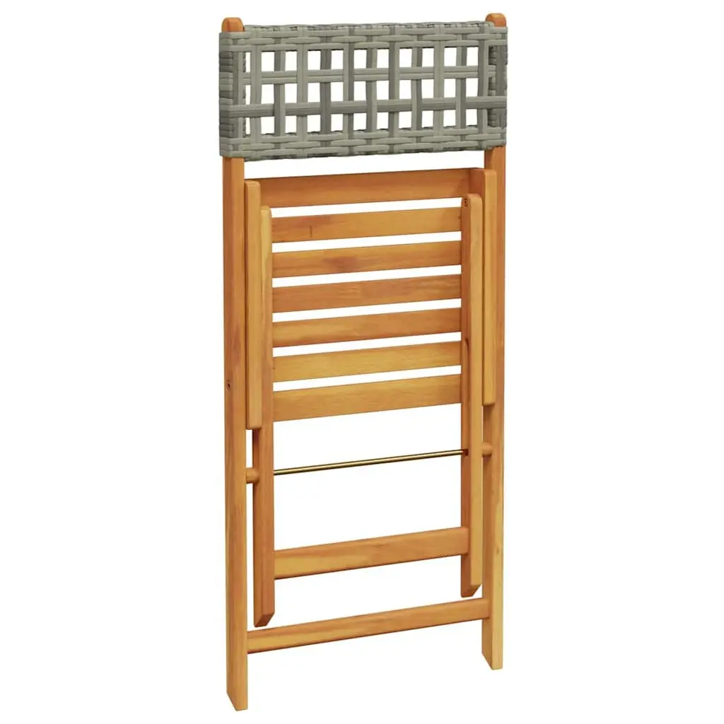 Folding Garden Chairs Set 4 Piece Grey PE Rattan Wood