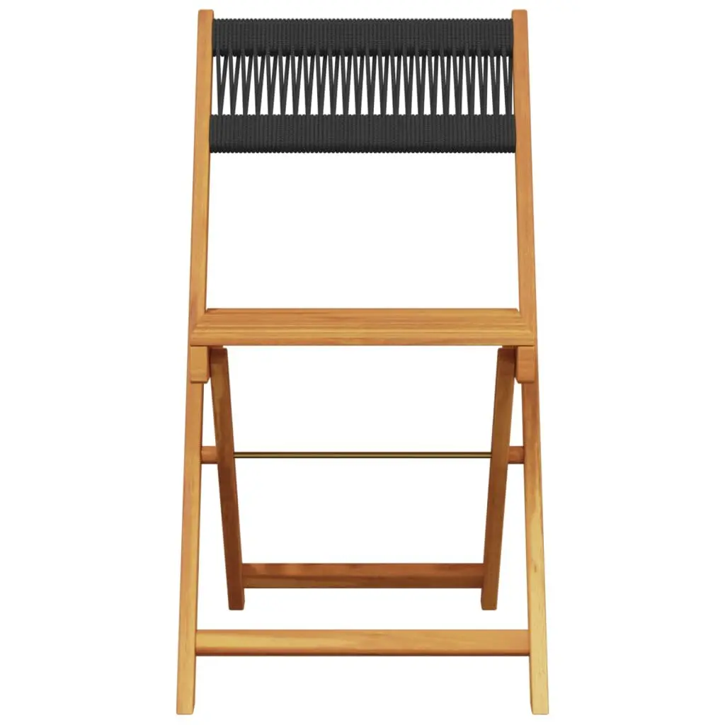Folding Garden Chairs Black Wood 6 Piece Outdoor Seating Set
