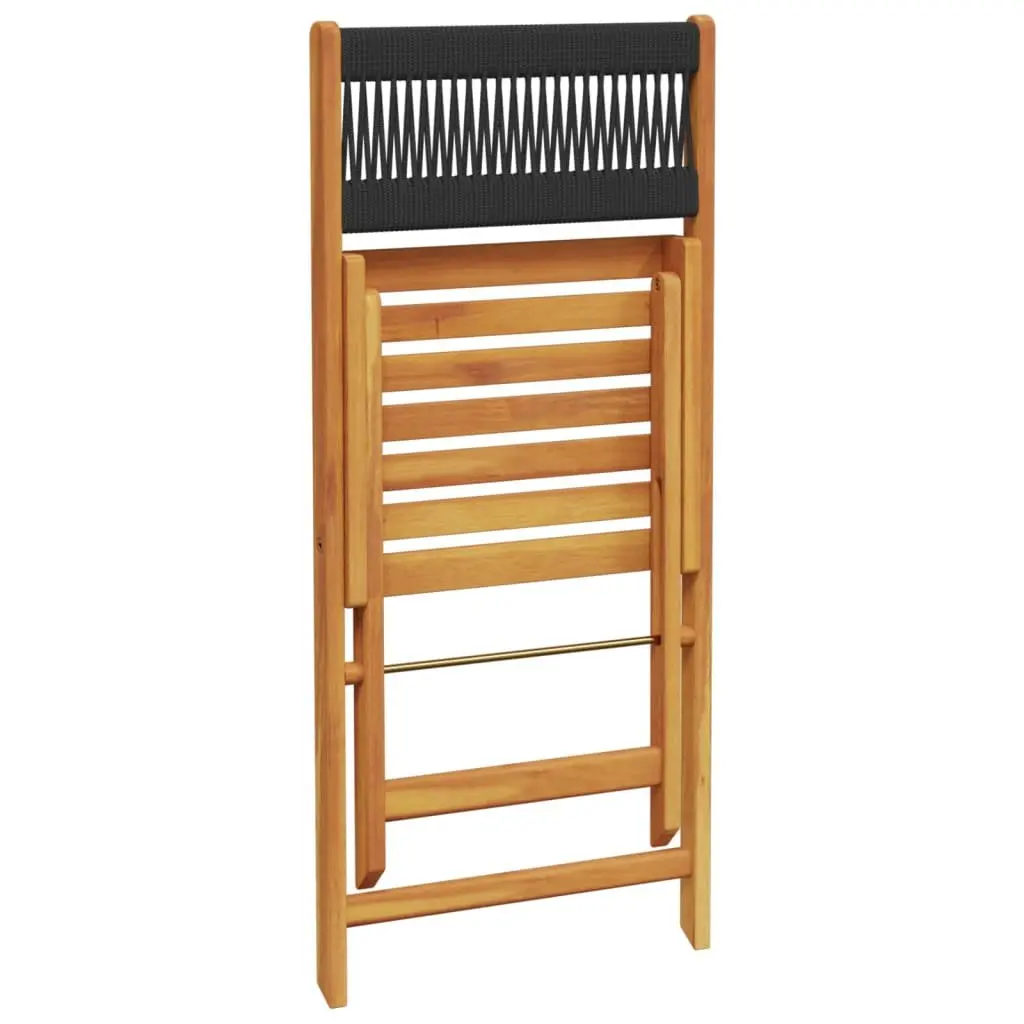 Folding Garden Chairs Black Wood 6 Piece Outdoor Seating Set