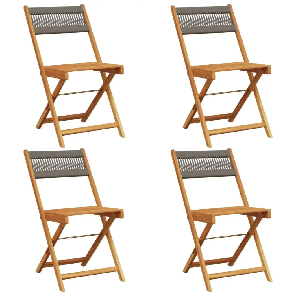 Folding Garden Chairs Grey Acacia Wood 4 Piece Outdoor Seating