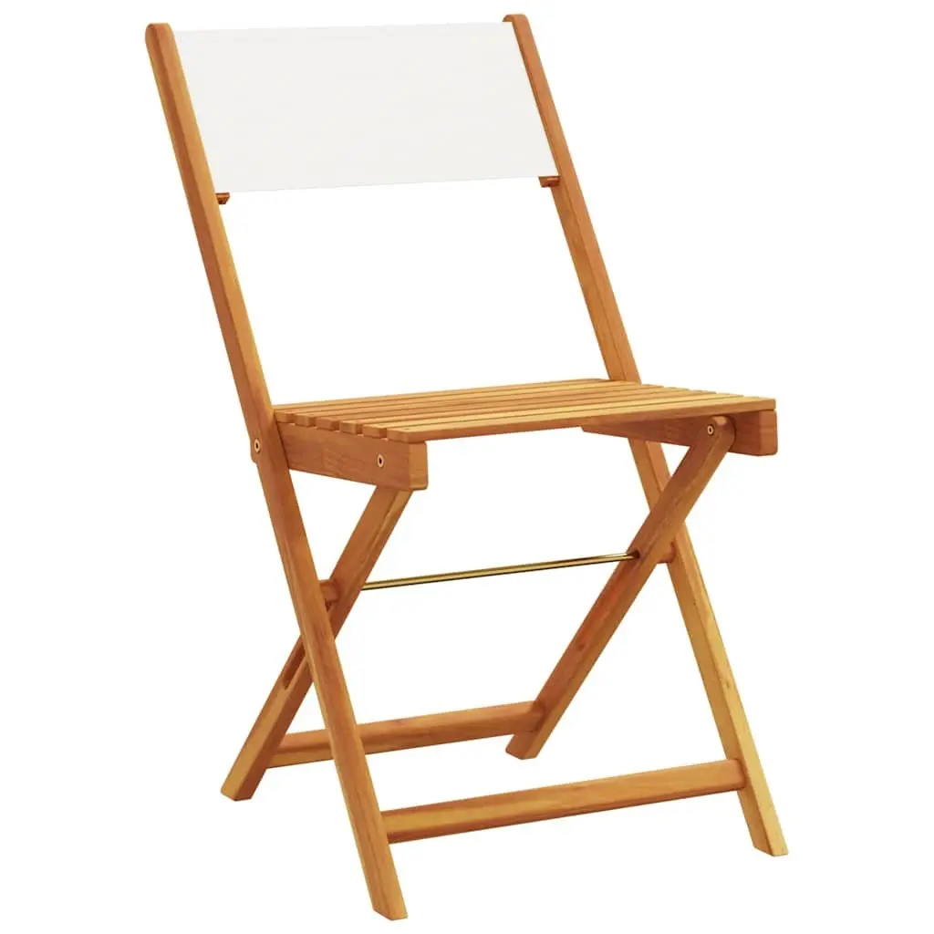 Folding Garden Chairs Set of 4 Wooden Cream White Fabric