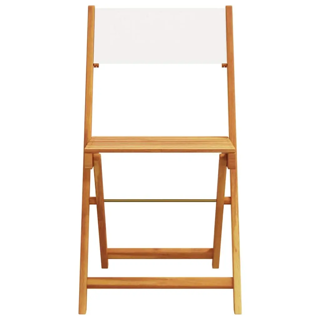Folding Garden Chairs Set of 4 Wooden Cream White Fabric