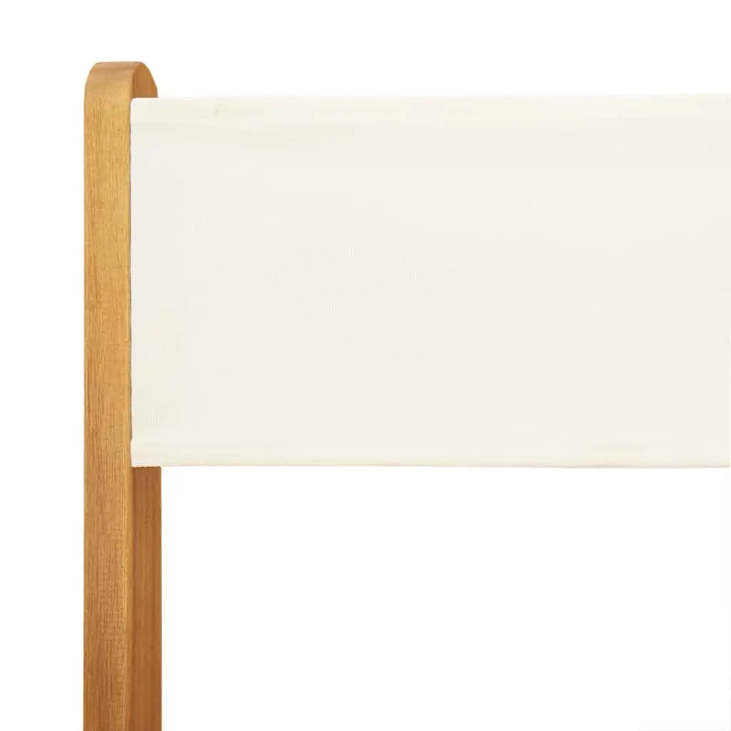 Folding Garden Chairs Set of 4 Wooden Cream White Fabric